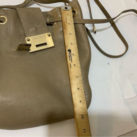 Jimmy Choo [Authentic] Ryad Sandy Brown Leather Flip Lock Crossbody Bag - Picture 14 of 16